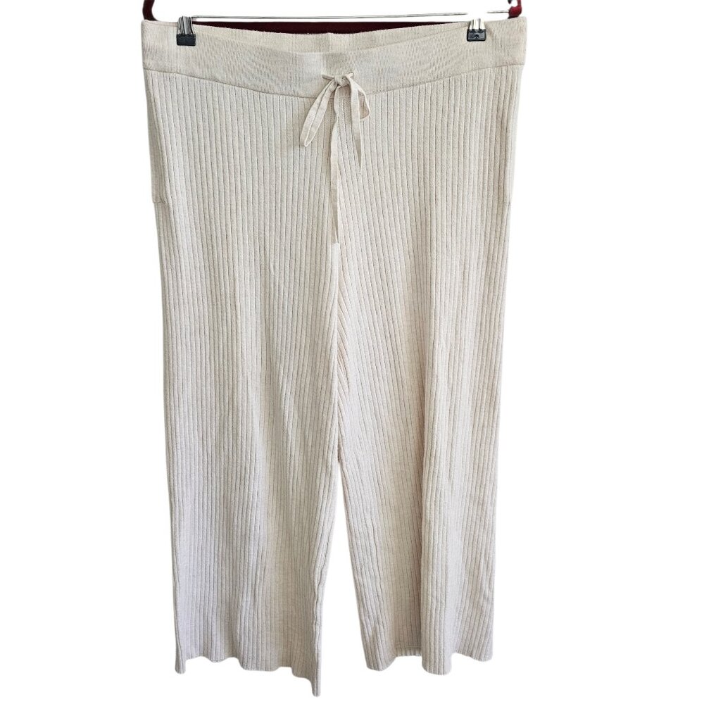 Stars Above XLarge Cotton Blend Ribbed Knit Lounge Pants Wide Leg Drawstring
